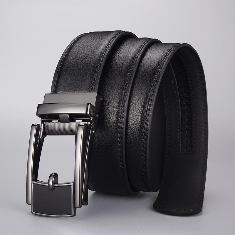 Men'S Premium Leather Belt Automatic Buckle Business Alloy Men'S Belt
