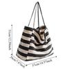 Contrast Color Black White Stripe Bag Large Capacity Thin Straps Tote Bag  Daily