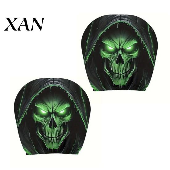 Vehicle Interior Comfort Accessories Halloween Car Headrest Cover, Scary Pattern Print Stretchable Soft Fabric Guard Protector, Breathable Polyester