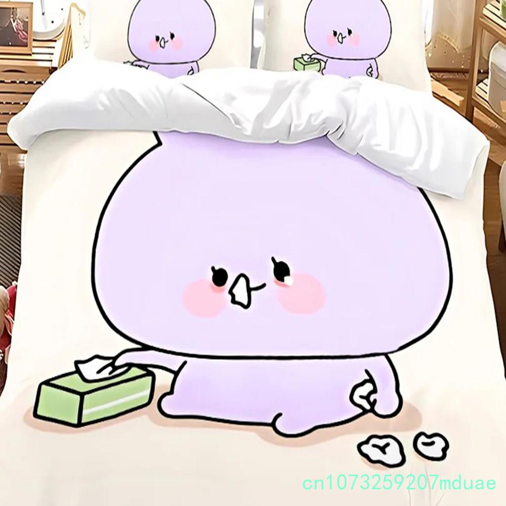 New 3D Print Asleep Cute Asamimi Square Bedding Set,Girls Adult Single Twin Queen Size, Duvet Cover Pillowcase Bedding