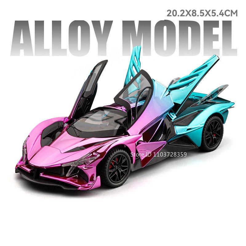 

1:24 Apollo EVO Miniature Sports Car Model Toys Alloy Diecast Sound Light Doors Opened Pull Back Supercar Toy Gifts for Children