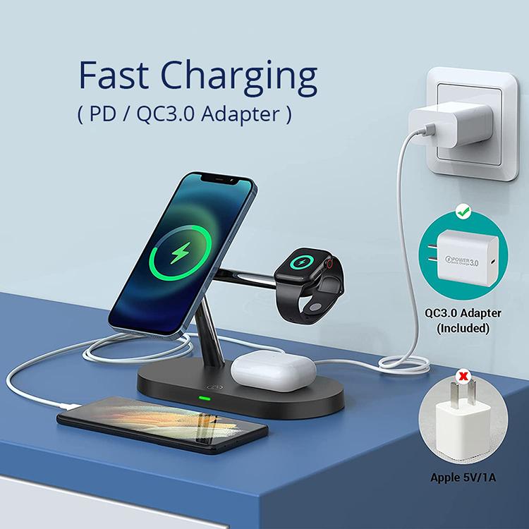 4 In 1 Wireless Charger Stand Magnetic 15W Fast Wireless Charger Station for iPhone 15 14 13 12 Airpods 3 Iwatch