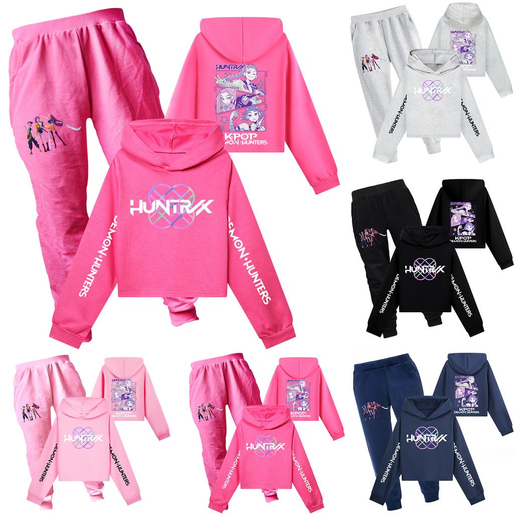 Children's Hooded Top And Pants Two-piece Tracksuit Set Long-sleeved Printed Sweatshirt Set
