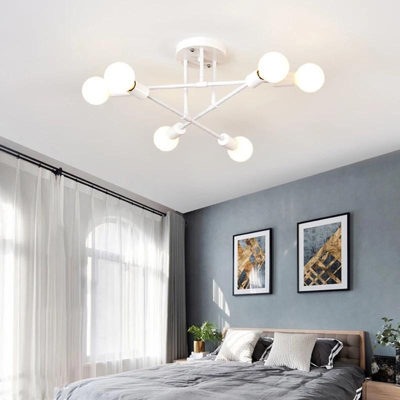 Modern Minimalist Indoor Wrought Iron Multi-Head Ceiling Light for Living Room, Restaurant, and Bedroom
