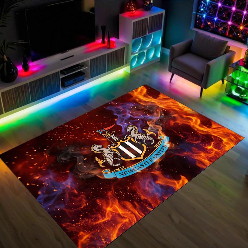 Newcastle United Football Design Crystal Velvet Carpet Cozy Non?Slip Printed Rug For Bedroom Living Room Entrance