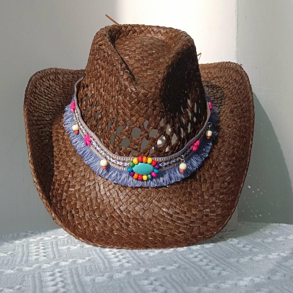 Women's Cowboy Straw Hat 2024 New Western Cowboy Sun Hat Spring Knight Hat Men's Jazz Hat Summer Cowboy Hat Sombrero Hombre