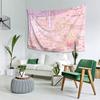 VIKAMA Pink Line Art Anime Girl Tapestry Japanese Soft Style Wall Hanging Bedroom Rental House Renovation Backdrop Decoraion