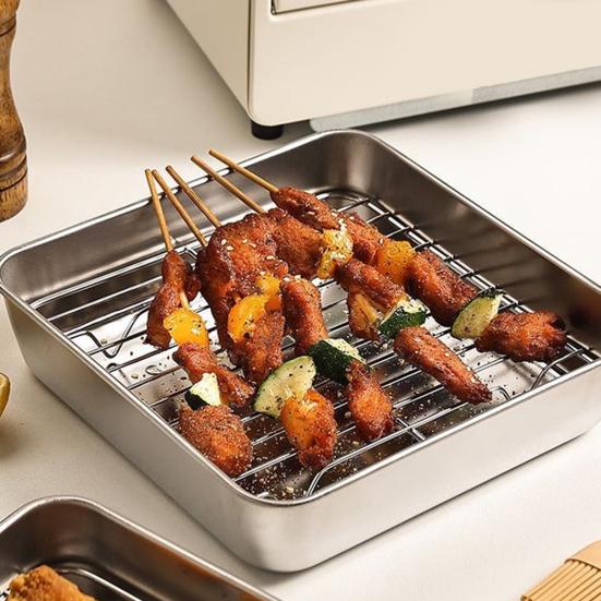 Stojan do horkovzdušné fritézy Nerezový grilovací rošt Odolný proti rzi Opakovaně použitelný Pečení