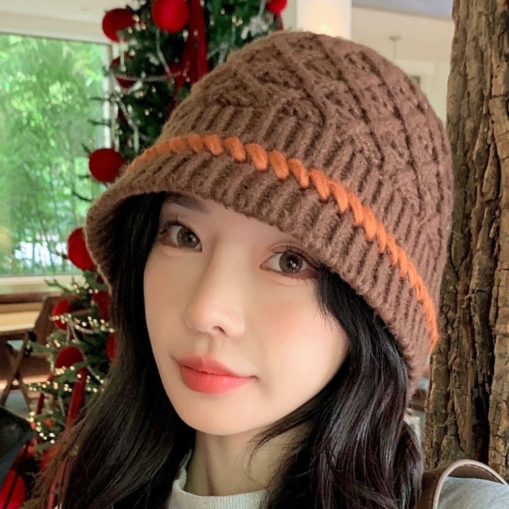 Bohemian Style Knitted Beanies Hat Thin Winter Weave Cap Sweet Crochet Pullover Hat  Autumn