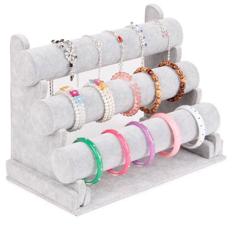 Flocking Three-Layer Bracelet Watch & Jewelry Display Stand