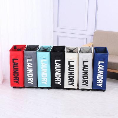 Collapsible Rolling Laundry Hamper Waterproof Narrow Yoga Storage Basket Classification with Wheels Foldable Laundry Basket