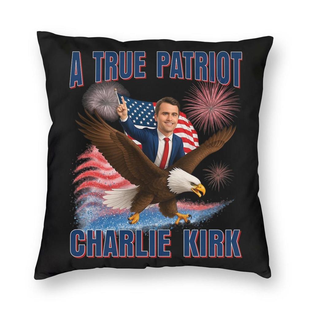 Charlie Kirk Kissenbezug Bedruckter Polyester-Kissenbezug Dekor Kissenbezug für Sofakissen Zuhause Mit Reißverschluss 45*45cm