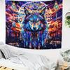 VIKAMA Traum Himmel Wolfskopf Traumfänger Wandteppich Kunst Dekoration für Wohnzimmer Sofa Akzentwand Zimmer Ferienwohnung Dekor