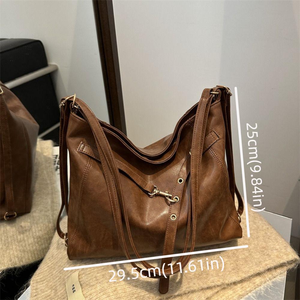 Leather Buckle Shoulder Bag New Design Women Backapck Casual Vintage Tote Bag Lady