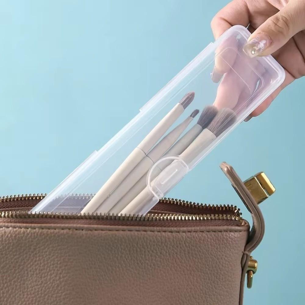 Dustproof Makeup Brush Storage Box Transparent Desktop Cosmetic Storage Container  for Women Girls