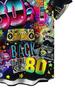 Men's Hawaiian Shirt with 80s Vintage Graffiti Style Poster Print, Colorful Patterns and Text, Casual Button-Up Short Sleeve Top