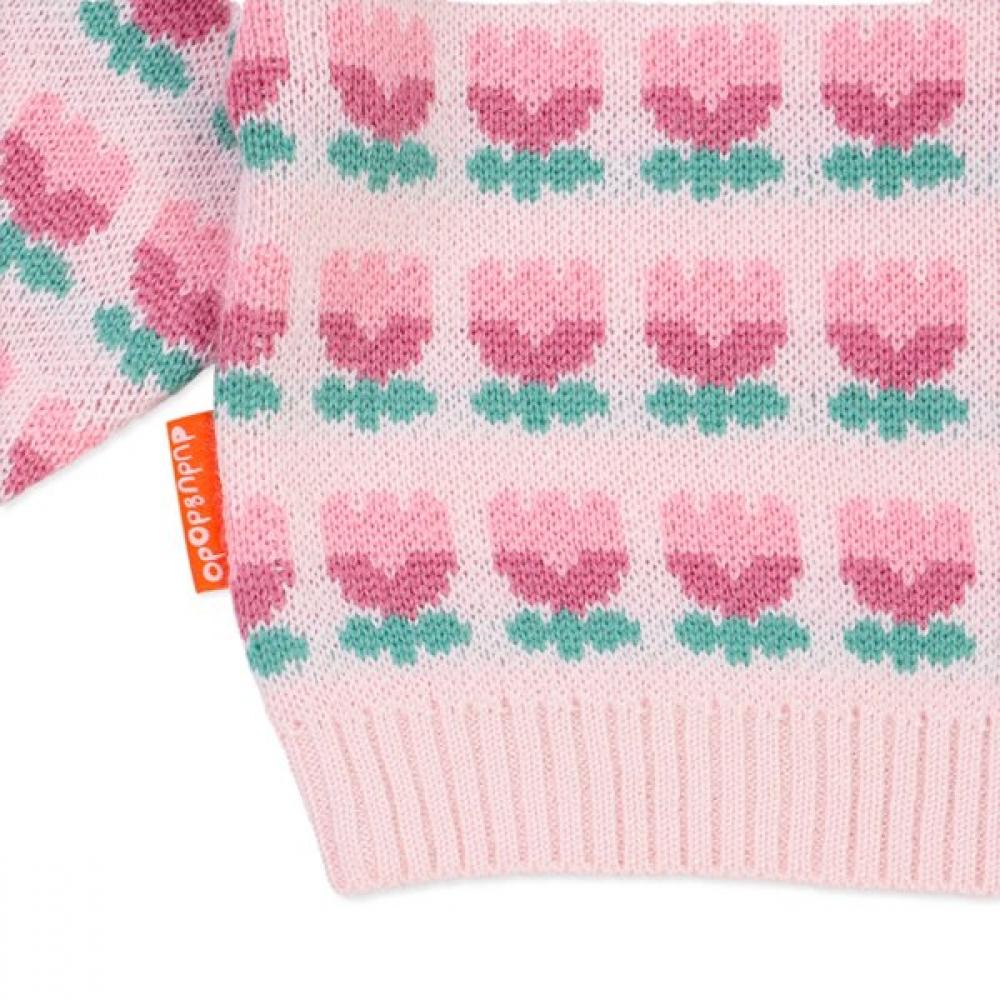 Dudu   Dodo Pink Tulip Toddler Long Sweater Dkztsr01