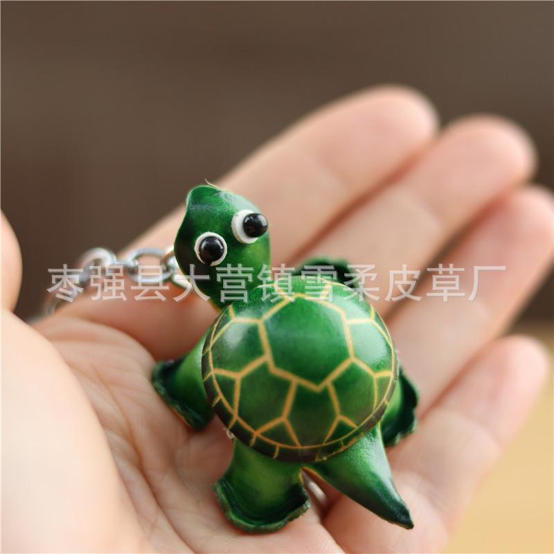

First Layer Cowhide Mini Turtle Keychain Couple Pendant Backpack Accessories Children S Animal Toys Creative Gifts зелений