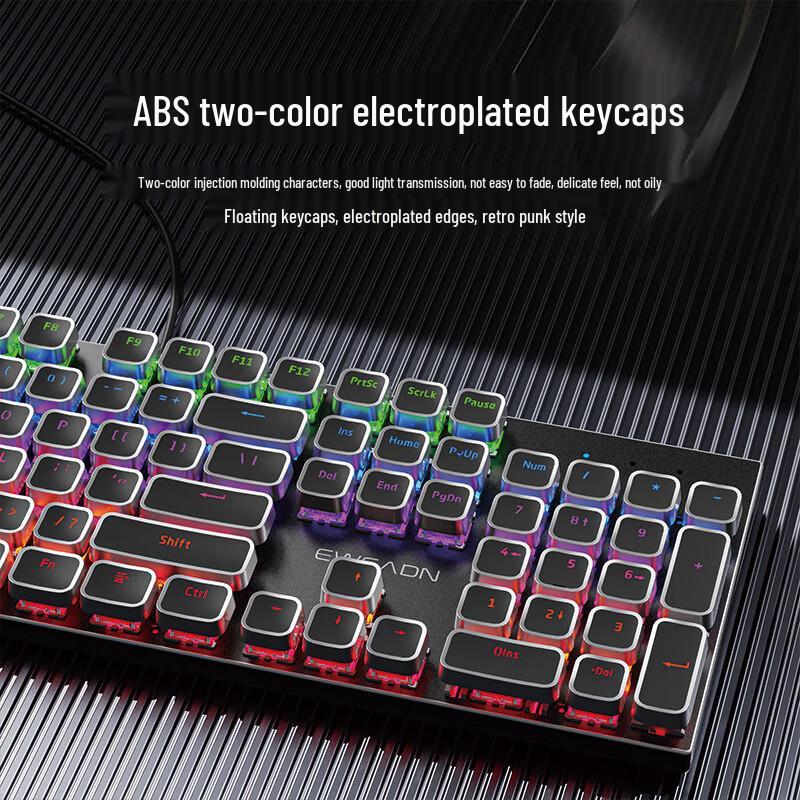 Qisha Punk Metal Black RGB Wired Mechanical Keyboard and Mouse Set
