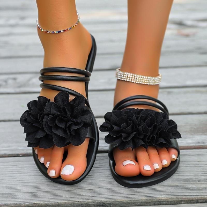 

Retro women s outer wear summer new comfortable flowers with skirts one-word holiday slippers 36