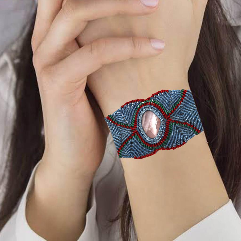 Měsíční kámen Makramé náramek Ručně vyrobený Přírodní Bohémský drahokam Přívěsek Krystal