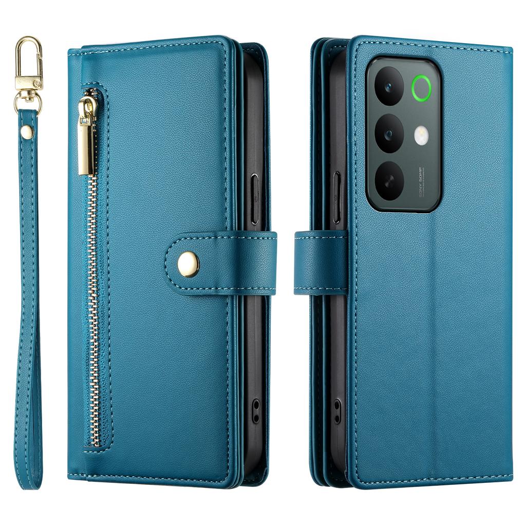 For Realme C85 5G Leather Case Zipper Pocket Wallet Phone Cover with Straps
