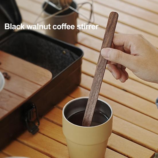 Outdoor Camping Coffee Stirrer Black Walnut Long Handle Pour-over Coffee Stirring Bar Portable Heavy Duty Wooden Mixer Stick Coffee Accessories