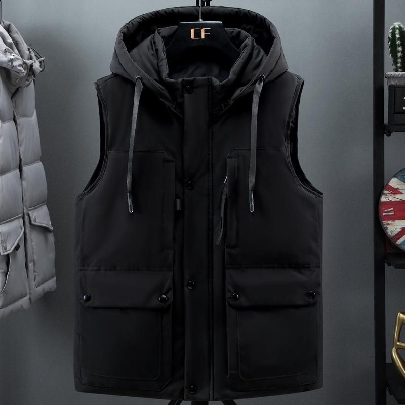 Plus Size L-7XL Winter Men's Sleeveless Jackets Hooded Casual Thick Warm Vest Man Outerwears