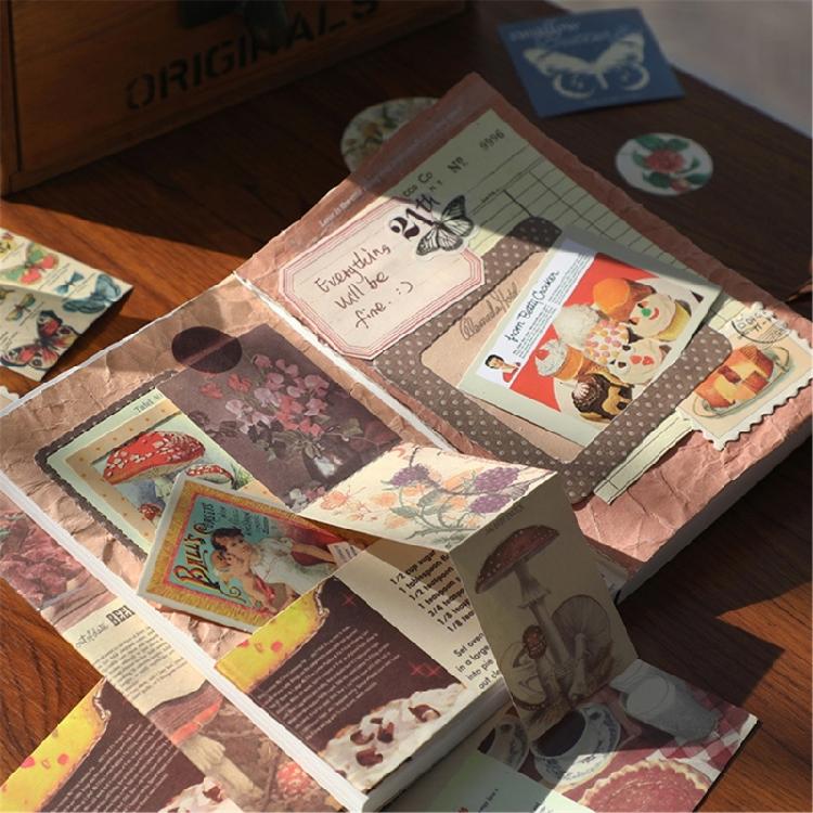 Scrapbooking Collage Junk Journal Decoration Gift Box Tape Sticker Journaling Kits Paper Frame Scrapbooking Supplies