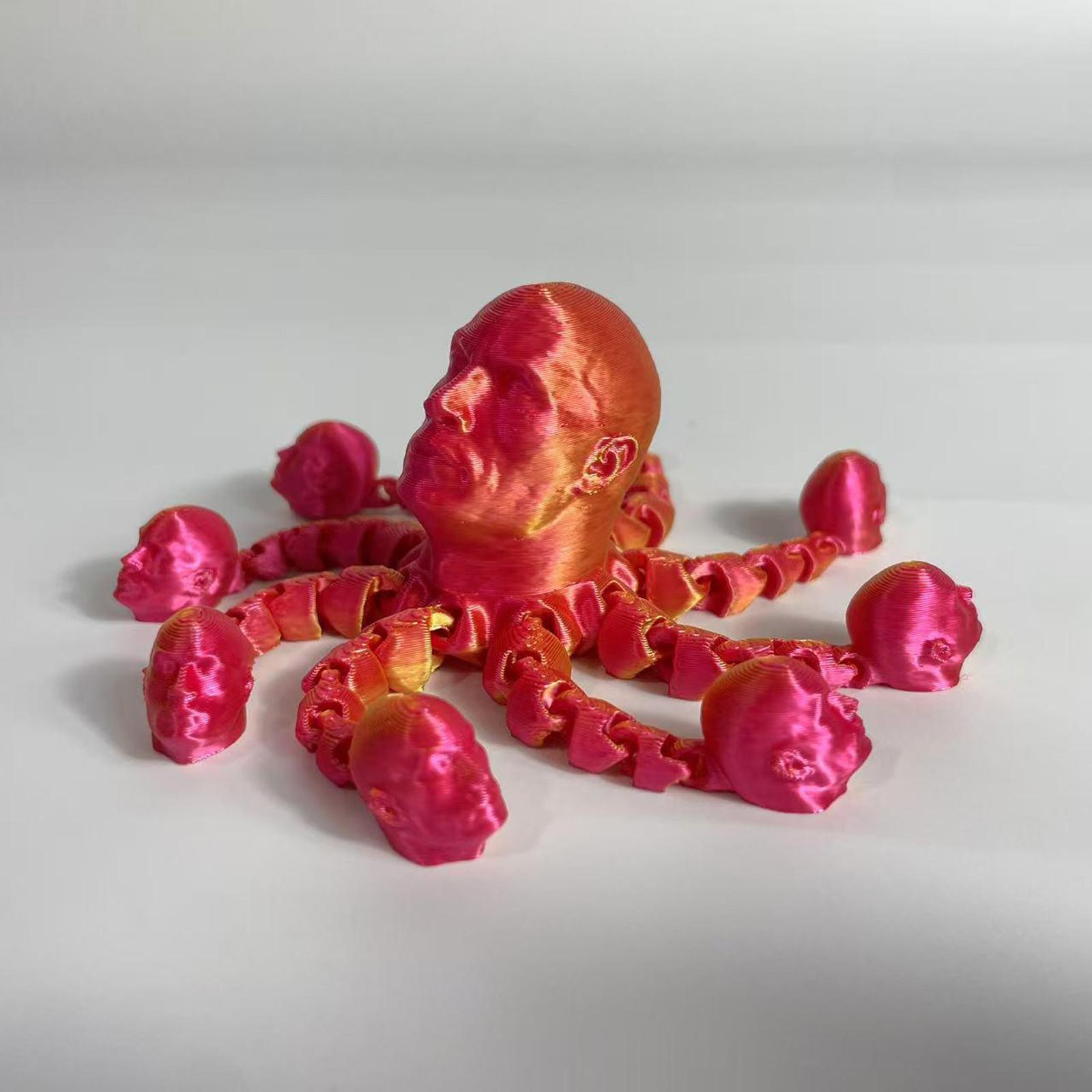 

3D Printed Funny Toy: Articulated, Bald Novelty Desktop Ornament One Size червоний