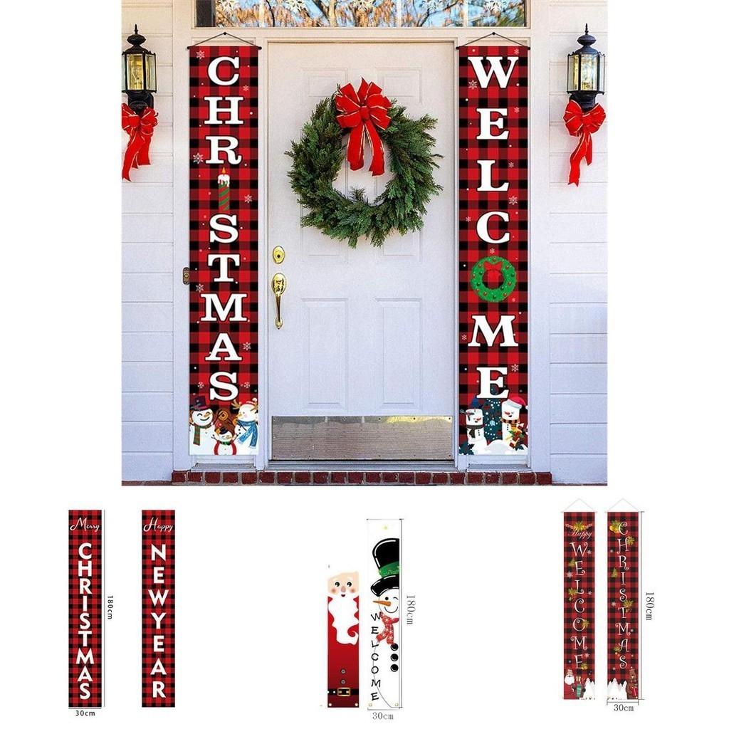 Festive Christmas Hanging Sign Banner Flag Xmas Party Outdoor Decoration