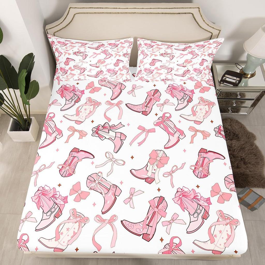 Denim Boots Pattern Sheet Three-Piece Digital Printed Sheet Bedding Set Adult Children