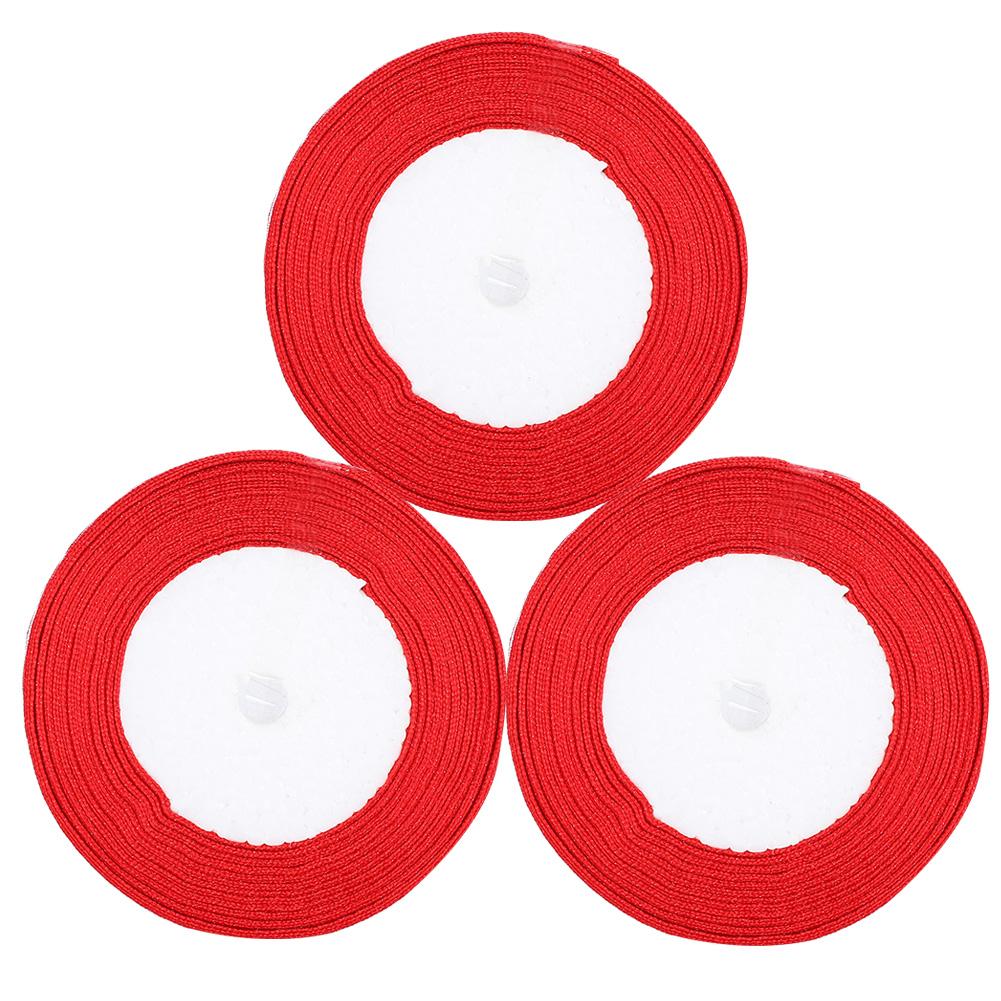 3Pcs Checked Ribbon 25YardsRoll DIY Bowknot Handicraft Christmas Wedding Cake Bandage 1CM