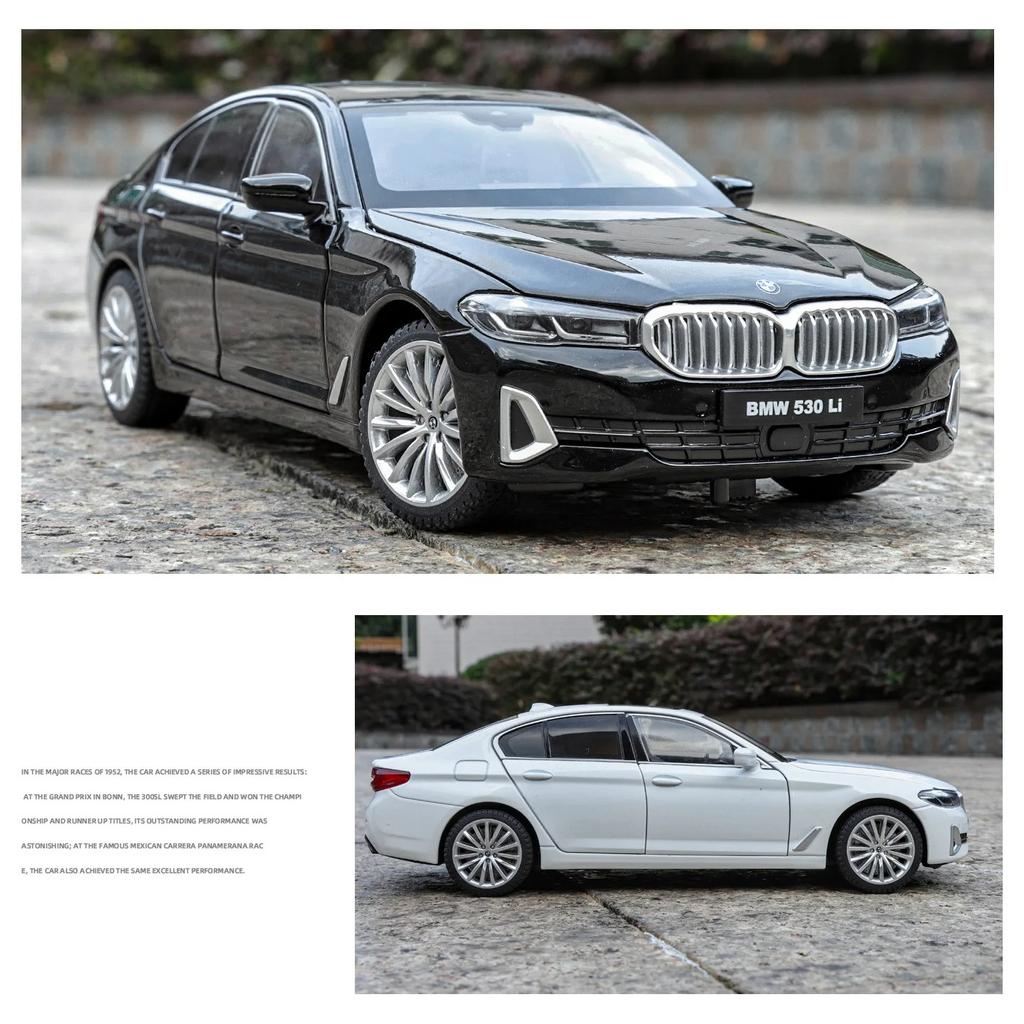 1/24 BMW 5 Series 530i 530LI Alloy Luxy Car Model Diecast Metal Vehicles Car Model High Simulation Sound and Light Kids Toy Gift