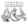 3PCS Brilliant Butterfly Dog Rabbit Shell Tulip Moon Y2K Pendant Charm Links Fit 9mm Stainless Steel Bracelet DIY Making Gift