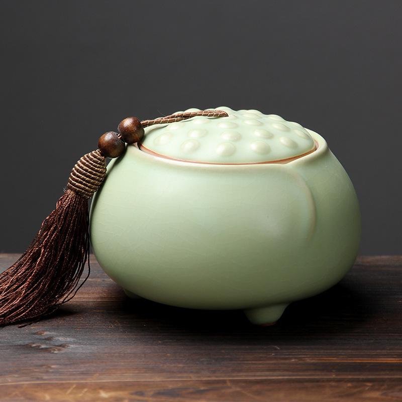 Большой керамический чайный контейнер  Лотос  Чайная посуда Грубая керамика Герметичный горшок Бытовые чайные банки Хранение чая Контейнер для чая Органайзер для чая