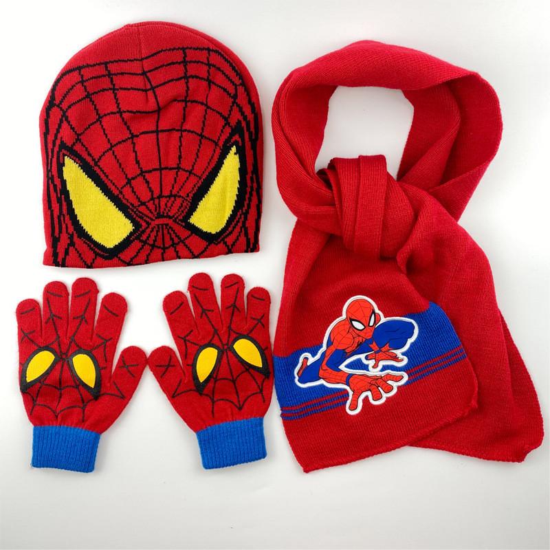 Cozy And Colorful Spider Man Knit Hat Scarf And Gloves Set For Boys Autumn Winter Outdoor Fun