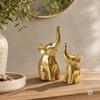Metal Elephant Set of 2 Decorative Elegant Modern Tabletop Art for Living Room, Office, Bedroom, Shelf Display