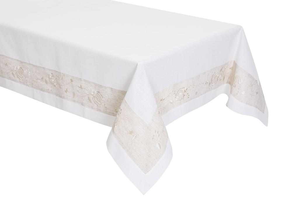 Tablecloth runner 85x85 embroidered linen-like