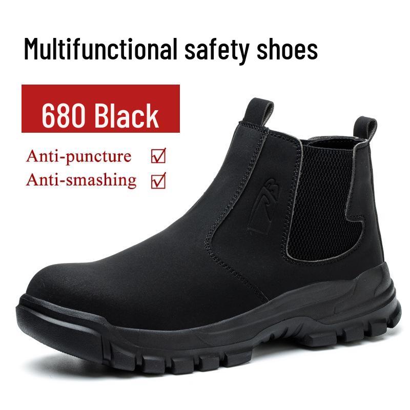 Steel Toe Winter Cotton Slip-On Work Shoes: Superfiber Leather, Anti-Smash, Anti-Puncture, High-Top Safety Footwear.