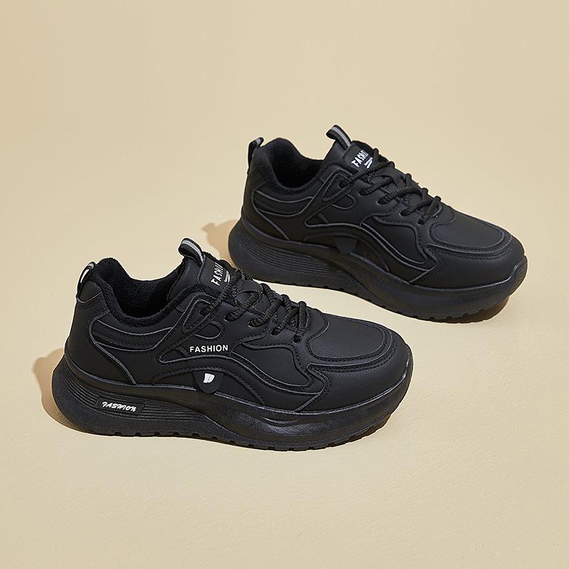 

Зимние корейские бархатные женские кроссовки для папы 2024 года Q103-2: Теплая повседневная спортивная обувь на толстой подошве для студентов 38 чёрный