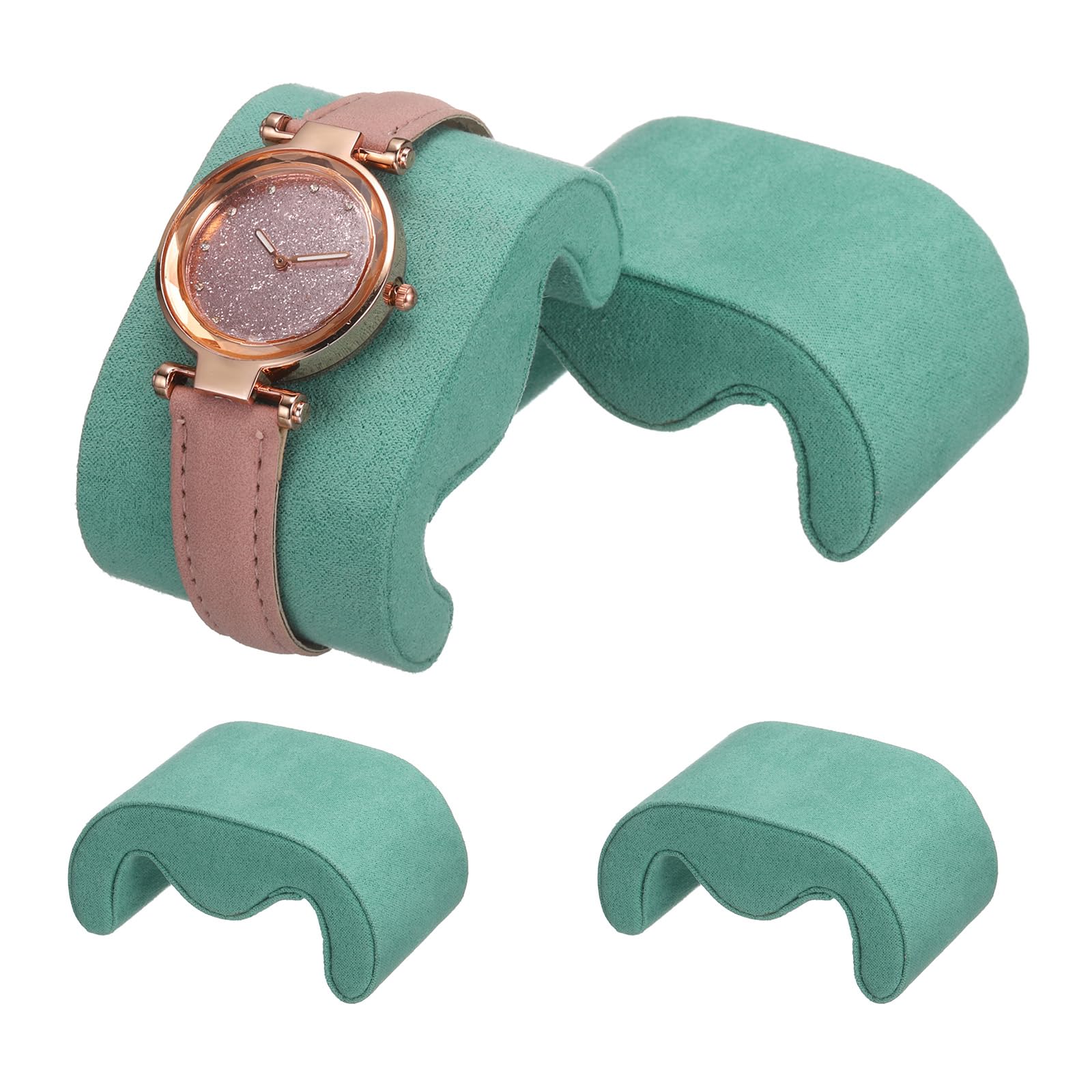 

uxcell 4pcs Watch Case Pillow M-shaped Watch Display Pillow Velvet Watch Cushion Replacement Watch Bracelet Display Storage Light Green