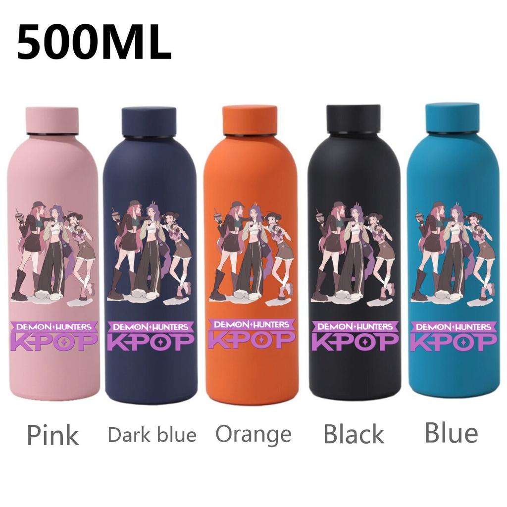 500ML KPop Dämonenjäger Cartoon Druck Sport Auslaufsicher Hohe Qualität Edelstahl Isoliert Wasserbecher Geburtstag Geburtstag Hohe Qualität Geschenke
