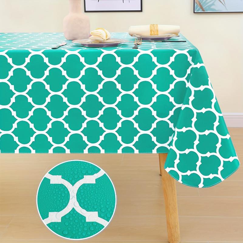 

House TableCloth Rectangular Tablecloths Waterproof TableMat For Table Banquet Wedding Dining Table Cover PVC round tablecloth Diameter 60inch зелёный