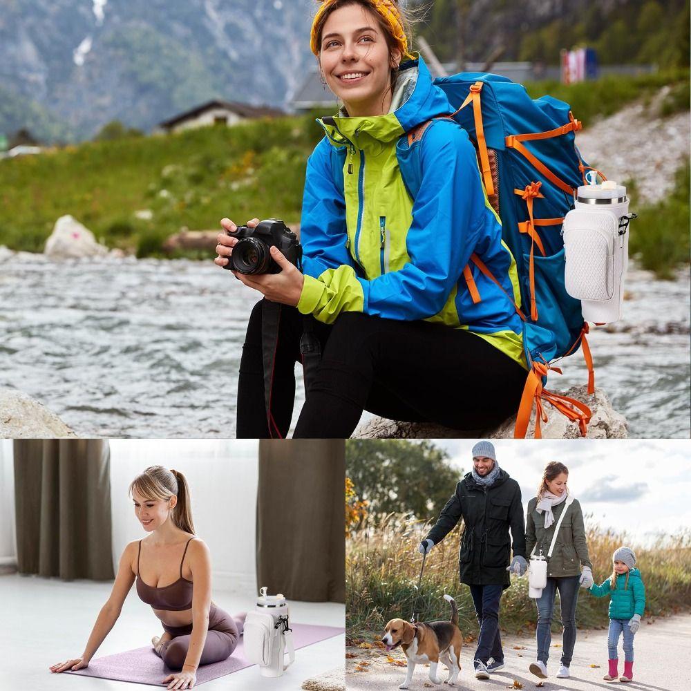 Adjustable Strap Water Cup Bags With Phone Pocket Bottle Carrier Bag  for Stanley 40oz Tumbler