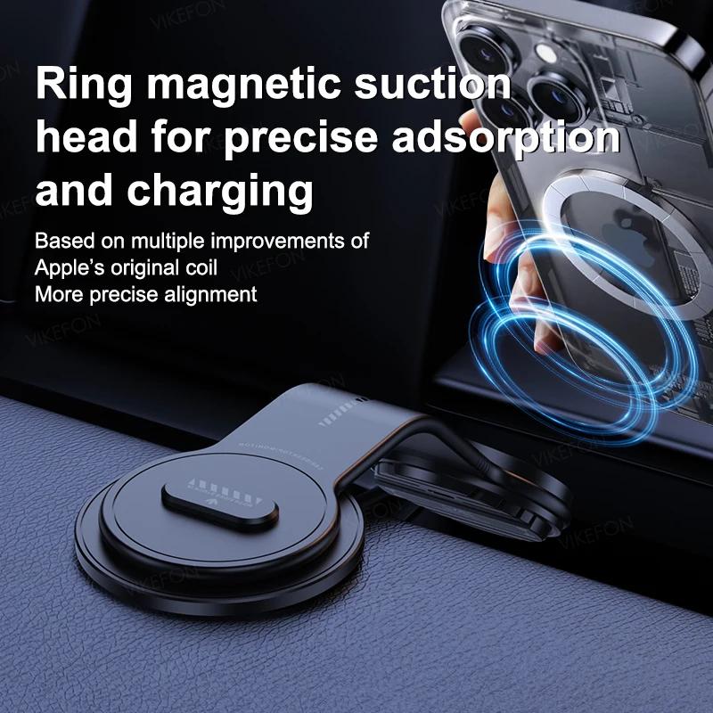 N52 Magnetic Car Wireless Charger Bendable Memory Alloy Phone Holder For Magsafe iPhone 16 15 14 13 12 Samusng S24 Fast Charging