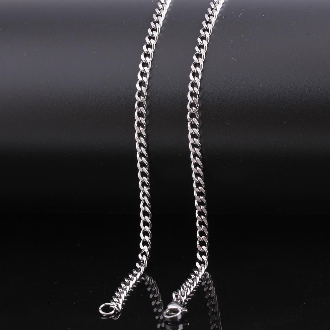 60cm Titanium Steel Flat Snake Chain Necklace with Pendant