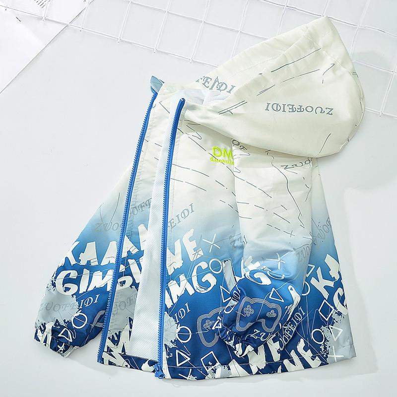 

Boys Gradient Hooded Windbreaker - 2025 Spring/Autumn Collection 140 зелений