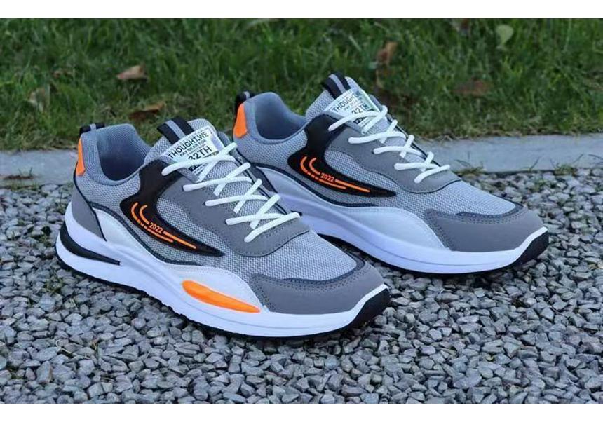 Men's Low-Top Mesh Running Shoes - Casual Fashion, Korean Style with Ultra-Light Sole and Leather Surface