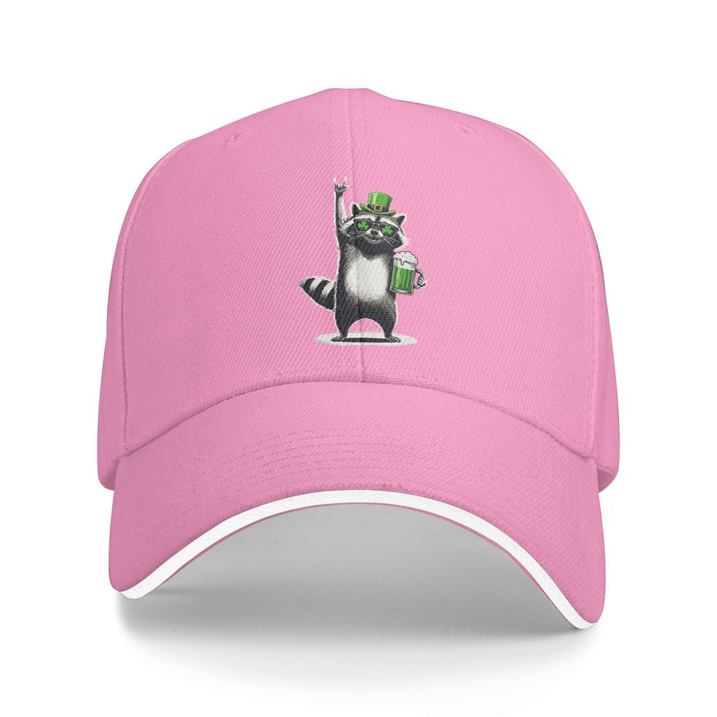 Raccoon St Patty's Shamrock Beer Funny St Patrick's Day Sun Baseball Cap  Spring Trendy Trucker Hat Men Outdoor Gym Snapback Cap